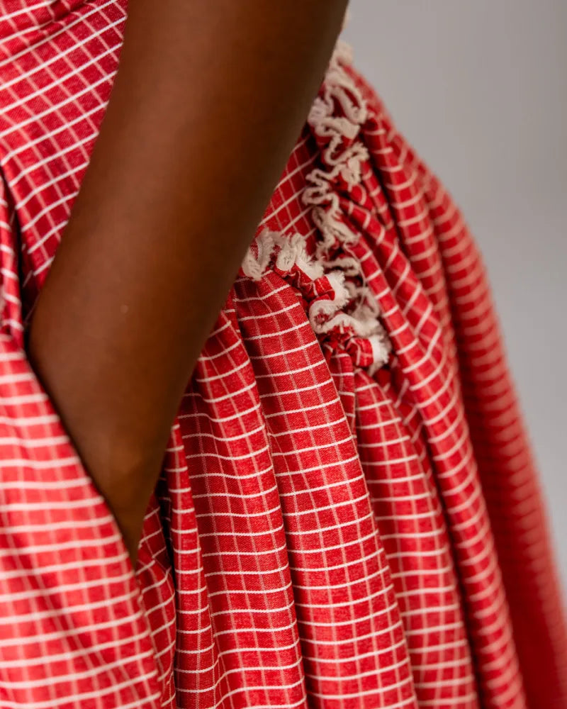 Nyosi Fifi Maxi Skirt - Pink and White Box Print NYOSI