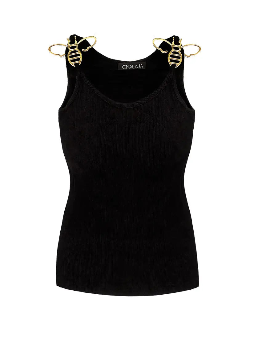 Onalaja Bee Plain Tank (Black/Gold) - Shop Atunda