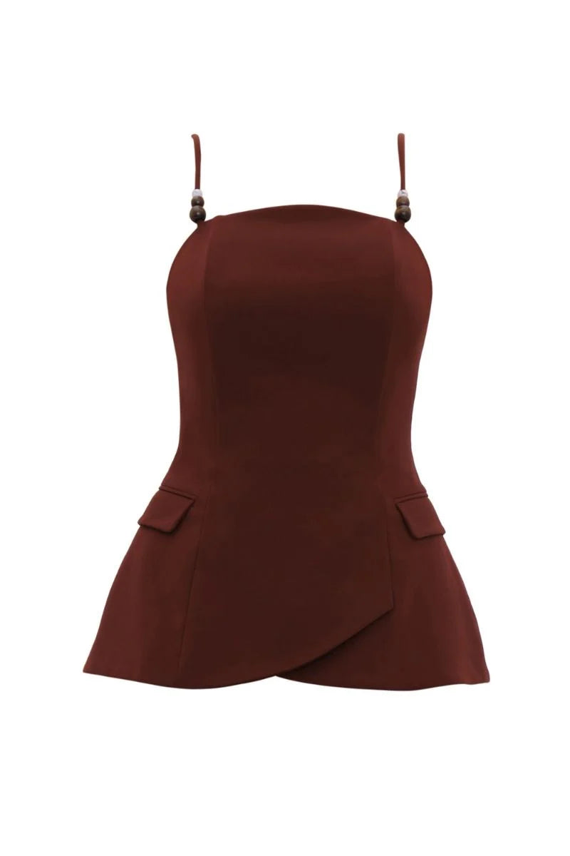 Andrea Iyamah Varu Top, Cinnamon, S, Excellent - Shop Atunda