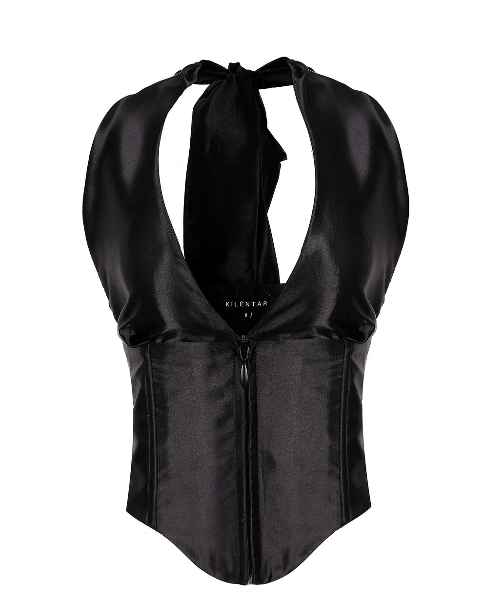 Tito Satin V-Neck Corset Halter Top - Shop Atunda