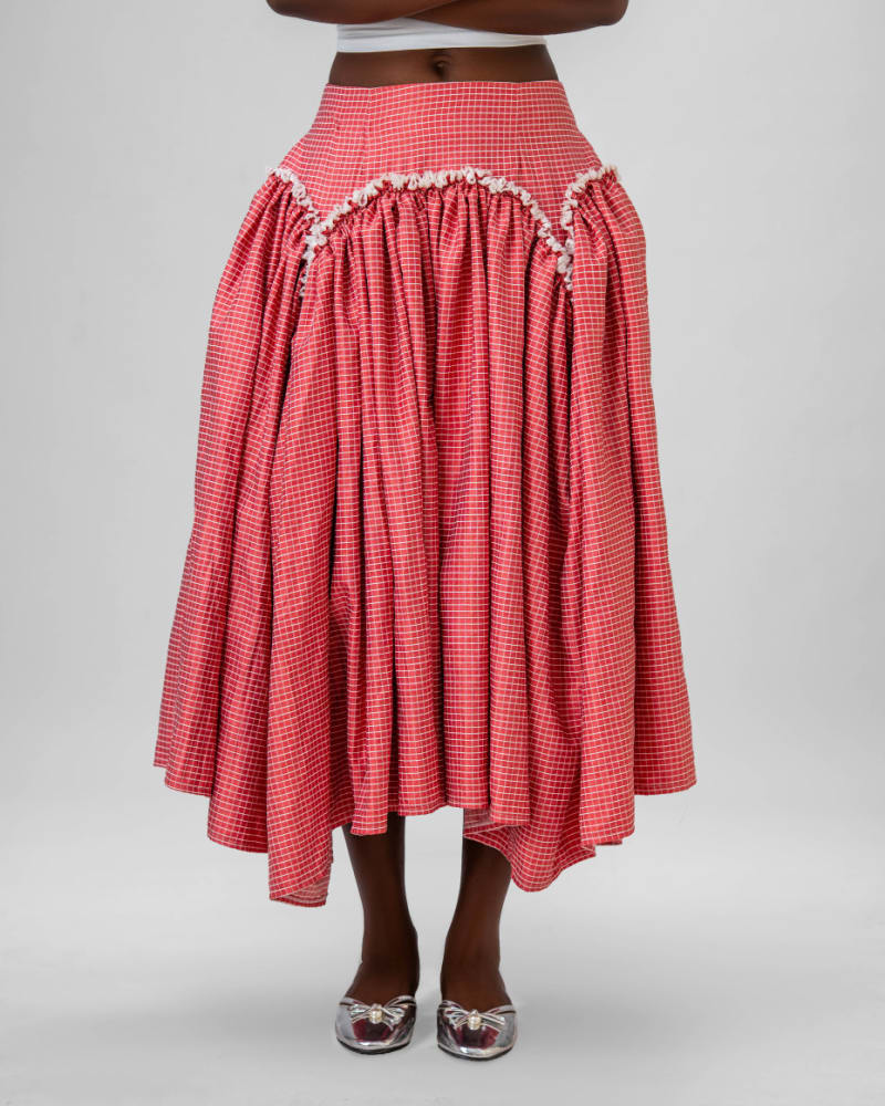 Nyosi Fifi Maxi Skirt - Pink and White Box Print NYOSI